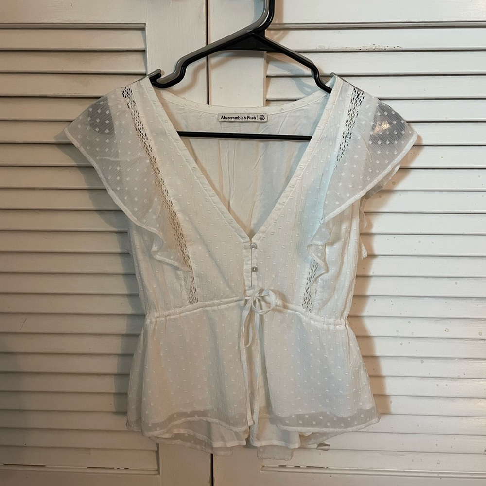 Abercrombie and Fitch white V-neck top